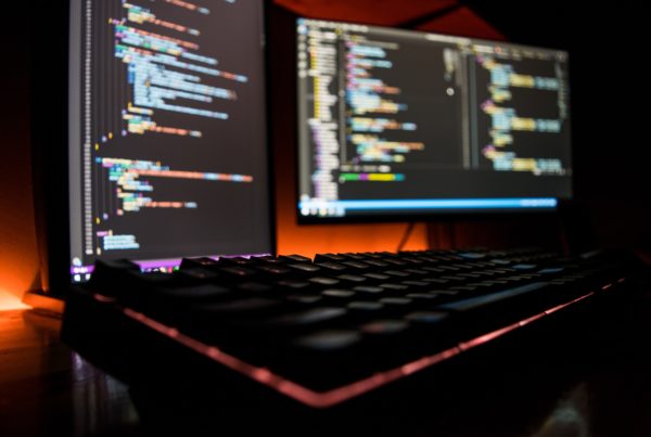 Computer coding desktop, web development, trends 2021