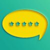online reviews word bubble with 5 stars